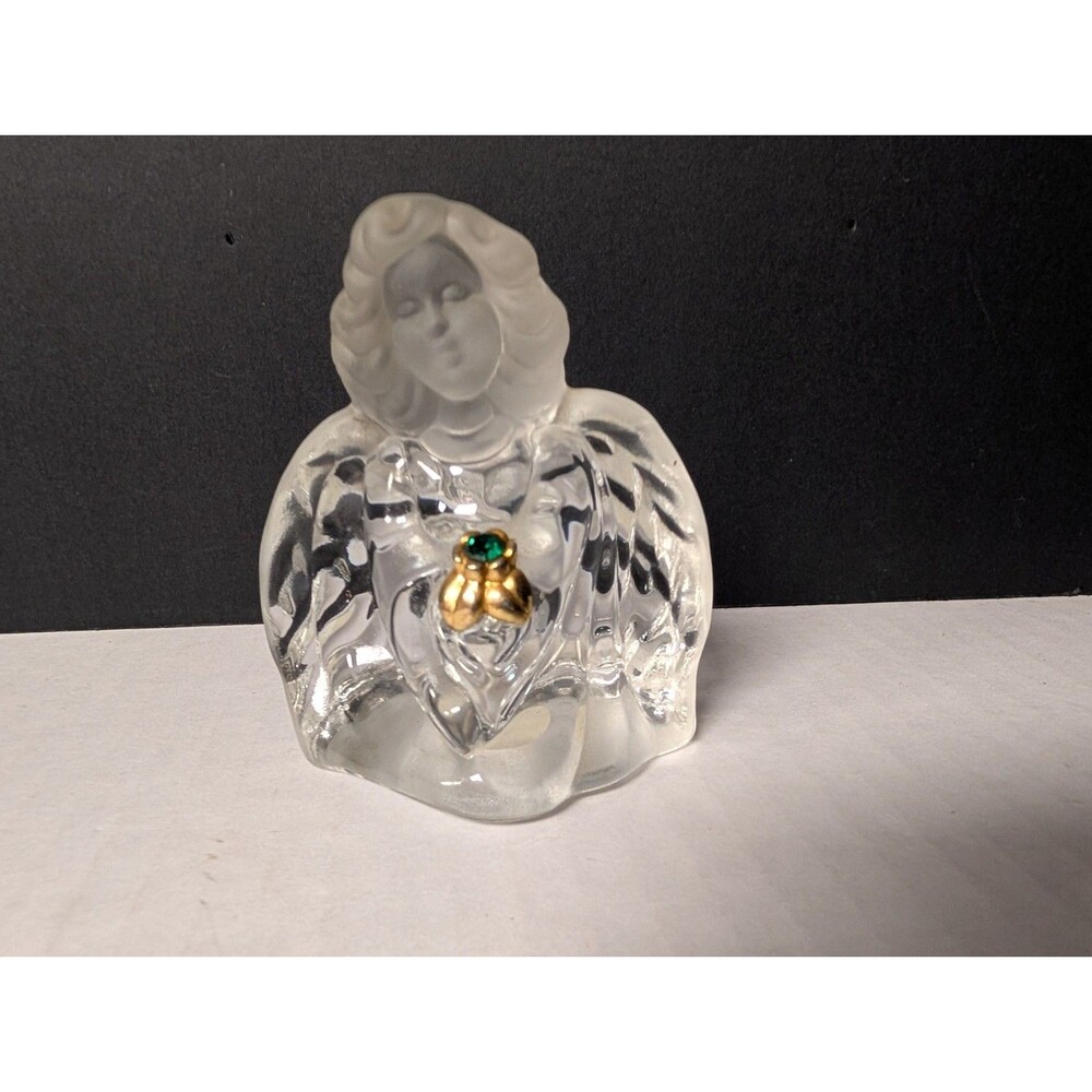 Vintage Fenton Glass Crystal Angel with August (Green) Birthstone